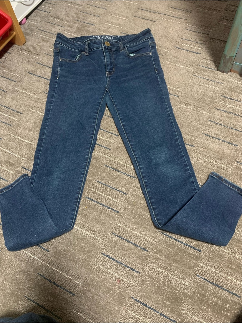 American Eagle Super Stretch Jeggings Size 4 Regular Mid Wash Blue Skinny Jeans